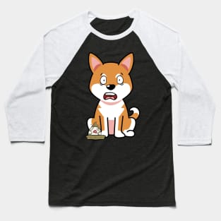Funny orange dog steps on a dirty diaper Baseball T-Shirt
